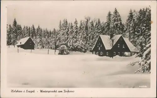 Ansichtskarte Holzhau Winterpracht am Torhaus 1954