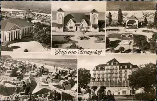 Ansichtskarte Heringsdorf Usedom Strand, Konzertplatz, Kurhaus 1959