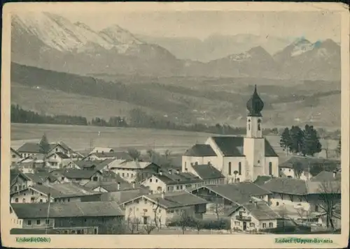 Ansichtskarte Bad Endorf Blick auf den Ort mit Bergpanorama 1949