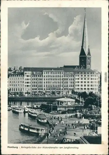 Ansichtskarte Hamburg Anlegebrücke der Alsterdampfer am Jungfernstieg 1953