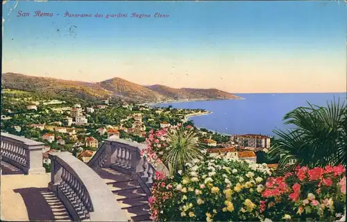 Cartoline San Remo Sanremo Blick auf den Ort 1930