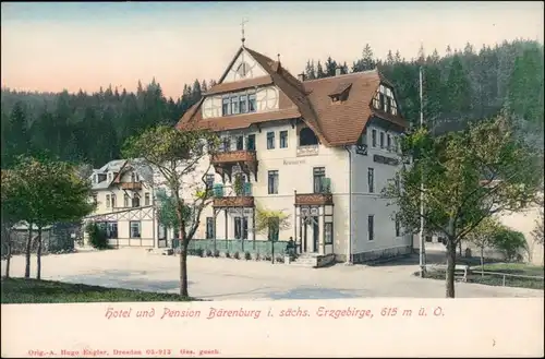 Oberbärenburg-Altenberg (Erzgebirge) Part ie am Hotel und Pension 1908 