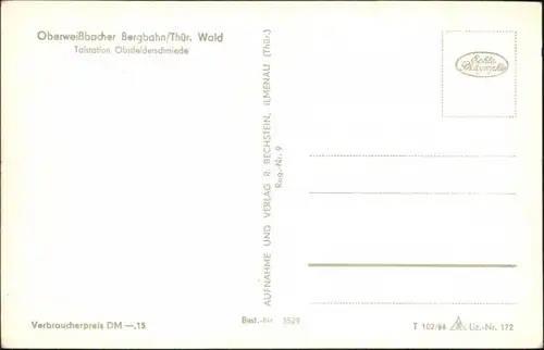 Lichtenhain/Bergbahn-Oberweißbach Bergbahn - Talstation Obstfelderschmiede 1956