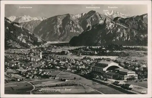 Ansichtskarte Oberammergau Blick auf den Ort mit Bergpanorama 1932