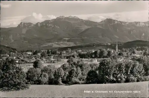 Ansichtskarte Prien Blick auf den Ort mit Kampenwand 1957