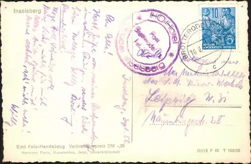 Ansichtskarte Brotterode Großer Inselsberg 1958