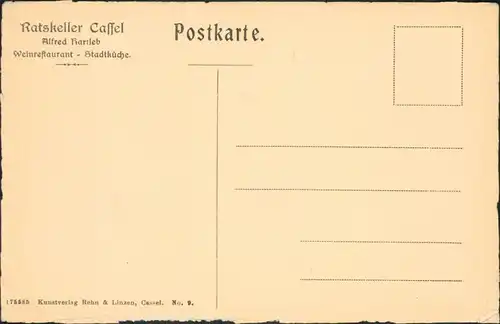 Ansichtskarte Kassel Cassel Gruß aus dem Ratskeller - Nische 1918 