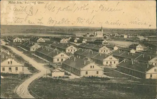 Postcard Milowitz Milovice nad Labem Vojenský tábor/Militärlager 1923