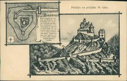 Postcard Pottenstein Potštejn Burg Potštejn 1920