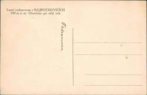 Postcard Rajnochovice Lesní ozdravona 1922