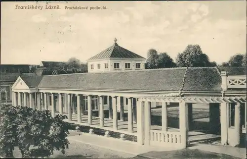 Postcard Franzensbad Františkovy Lázně Procházkové podloubí 1924