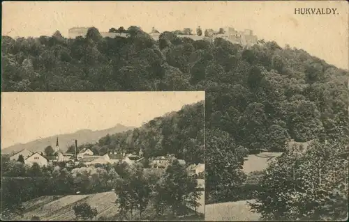 Postcard Hochwald Hukvaldy Burg Hukvaldy und Ort 2Bild Fabrik  1922