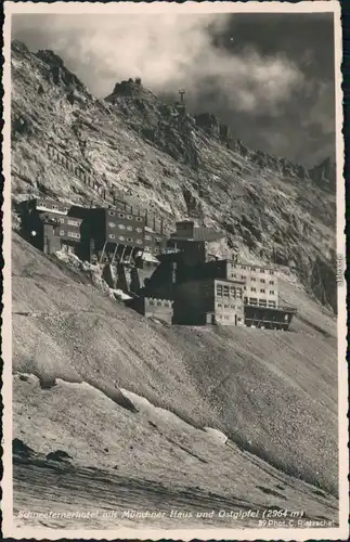 Ansichtskarte Grainau Schneefernerhotel mit Münchner Haus und Ostgipfel 1932
