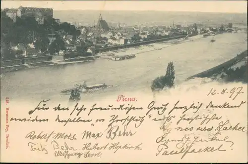 Ansichtskarte Pirna Blick auf die Stadt 1897