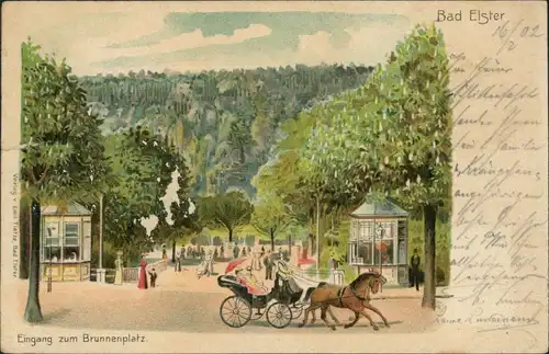 Ansichtskarte Bad Elster Eingang zum Brunnenplatz 1902