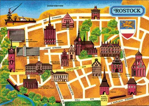 Ansichtskarte Rostock Landkarten AK - Stadtplan 1985