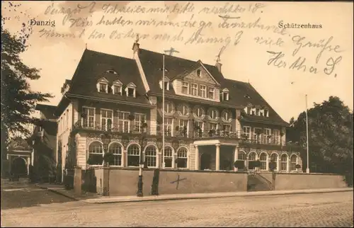 Postcard Danzig Gdańsk/Gduńsk Partie am Schützenhaus 1914 