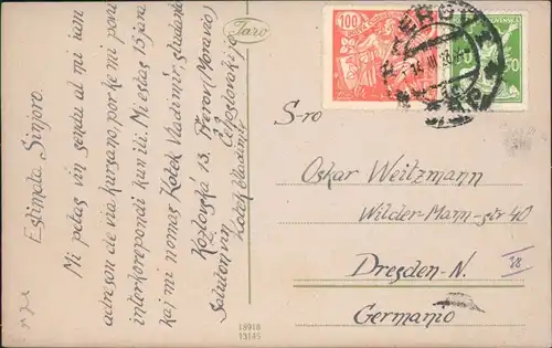 Postcard Prerau Přerov Komenskoho trida 1923 