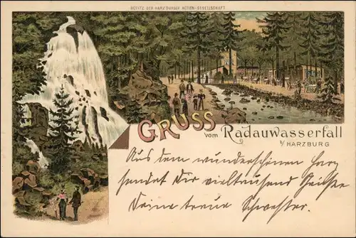 Ansichtskarte Bad Harzburg Litho AK: Gruss vom Radauwasserfall 1897 