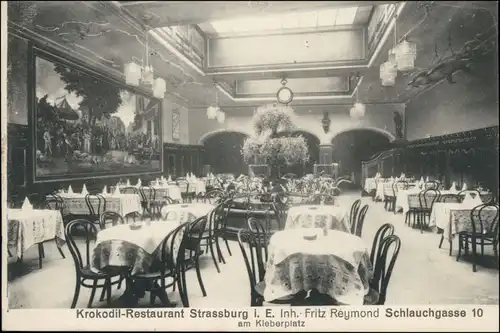 Straßburg Strasbourg Krokodil Restaurant - Innenansicht, Schlauchgasse 0 1916 