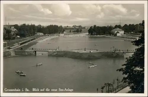 Ansichtskarte Großenhain Blick auf die Seeanlage 1936 