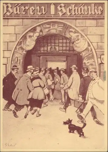 Ansichtskarte Innere Altstadt-Dresden Künstlerkarte: Bärenschänke 1922 