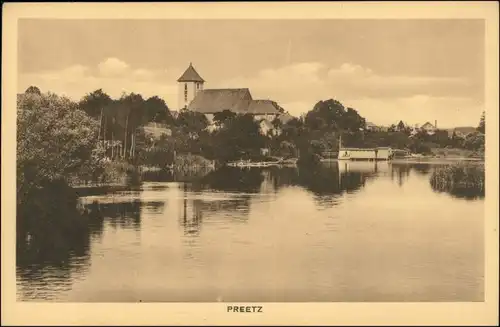Ansichtskarte Preetz Blick auf Stadt und Kirche 1922 