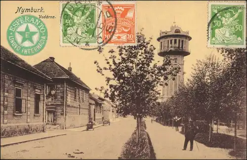 Nimburg (Neuenburg) Nymburk Straßenpartie, Wasserturm - Esperanto 1918 