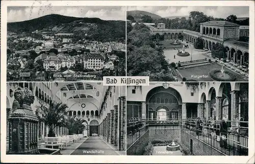 Ansichtskarte Bad Kissingen Panorama, Kurgarten, Wandelhalle, Trinkhalle 1955