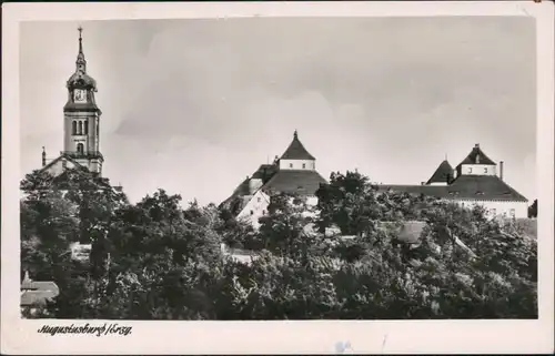 Ansichtskarte Augustusburg Blick auf Burg und Kirche 1954