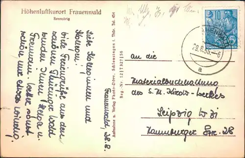 Ansichtskarte Frauenwald Blick vom Rennwegskopf 1956