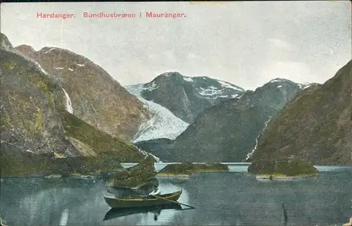 Postcard Hardanger Gletscher Bondhusbraen und Mauranger 1907