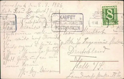 Ansichtskarte Innsbruck Maria Theresienstraße mit Nordkette 1926