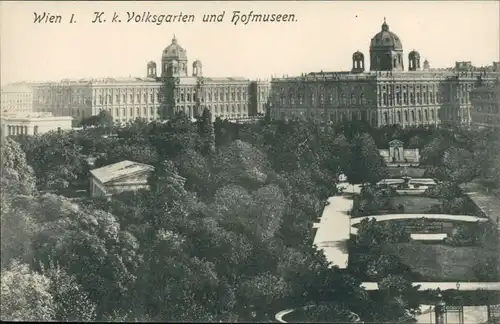 Ansichtskarte Wien Volksgarten und Hofmuseen 1912