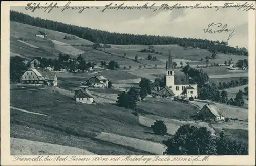 Grunwald-Bad Reinerz Zieleniec Duszniki-Zdrój Blick auf den Ort mit Hindenburg Baude 1929