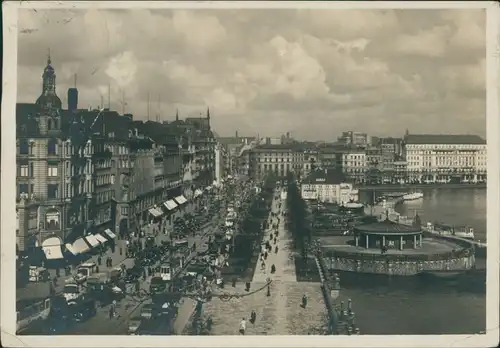 Ansichtskarte Hamburg Großstadtverkehr auf dem Jungfernstieg 1931