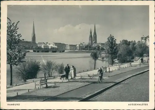Ansichtskarte Hamburg Außenalster 1956