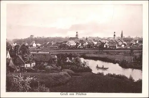 Postcard Priebus Przewóz Blick auf Bauernhäuser und Stadt 1929 
