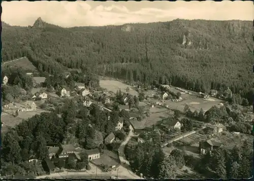 Ansichtskarte Oybin Blick auf den Ort mit Scharfenstein 1963