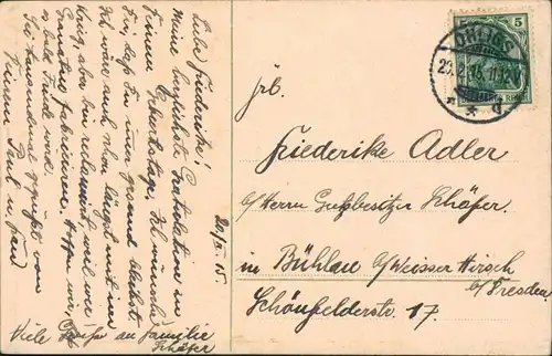 Glückwunsch/Grußkarten: Geburtstag - Maiglöckchen   gepunkteten Vase 1915