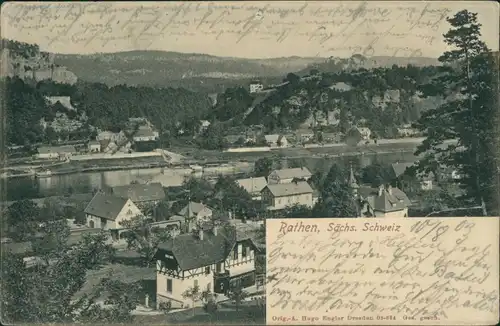 Ansichtskarte Rathen mit Bahnhof Sächs. Schweiz 1903