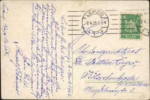 Ansichtskarte Leipzig Altes Rathaus mit Siegesdenkmal 1925