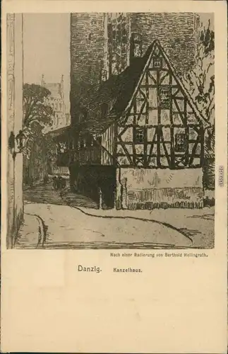 Danzig Gdańsk/Gduńsk Künstlerkarte v. B. Hellingrath "Kanzelhaus" 1928
