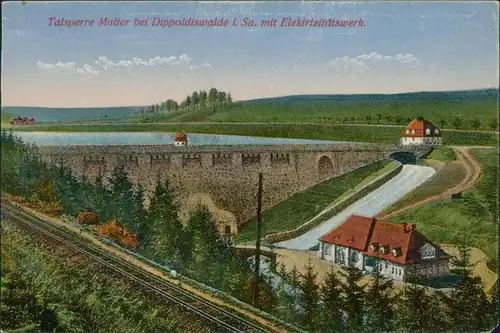 Ansichtskarte Dippoldiswalde Talsperre Malter mit Elektrizitätswerk 1914