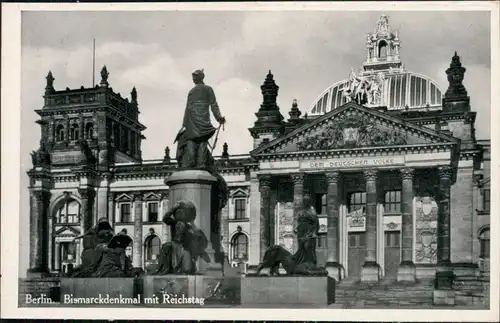 Ansichtskarte Mitte-Berlin Bismarck-Denkmal mit Reichstag 1932