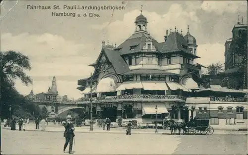 Ansichtskarte St. Pauli-Hamburg Fährhaus St. Pauli Landungsbrücken 1914