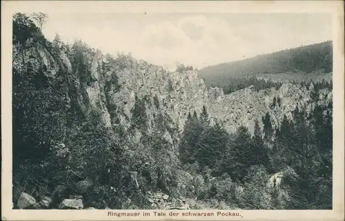 Ansichtskarte Zöblitz Ringmauer im Tale der schwarzen Pockau 1922