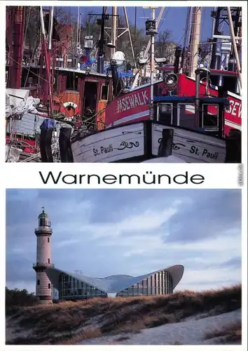 Warnemünde-Rostock Gaststätte Teepott und Leuchtturm, Kutter am Alten Strom 2000