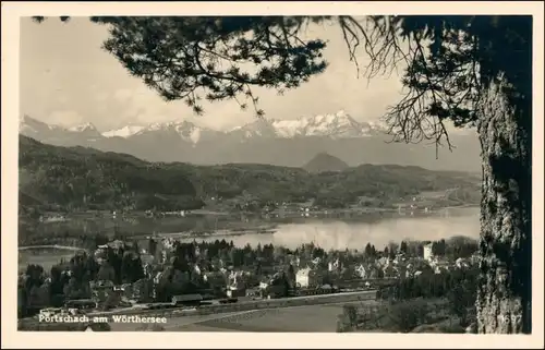 Pörtschach am Wörther See Blick auf den Ort mit Wörthersee und Bergkette 1938