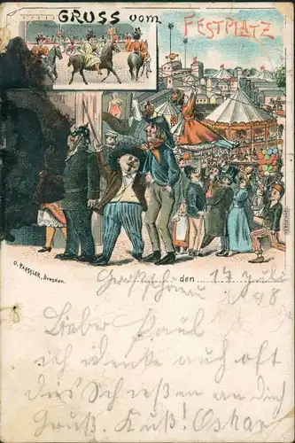 Ansichtskarte  Künstlerkarte v. O. Paessler - Festplatz 1898